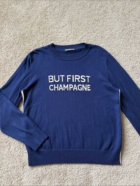 Alashan But First Champagne Blue Cashmere Blend Crewneck Sweater